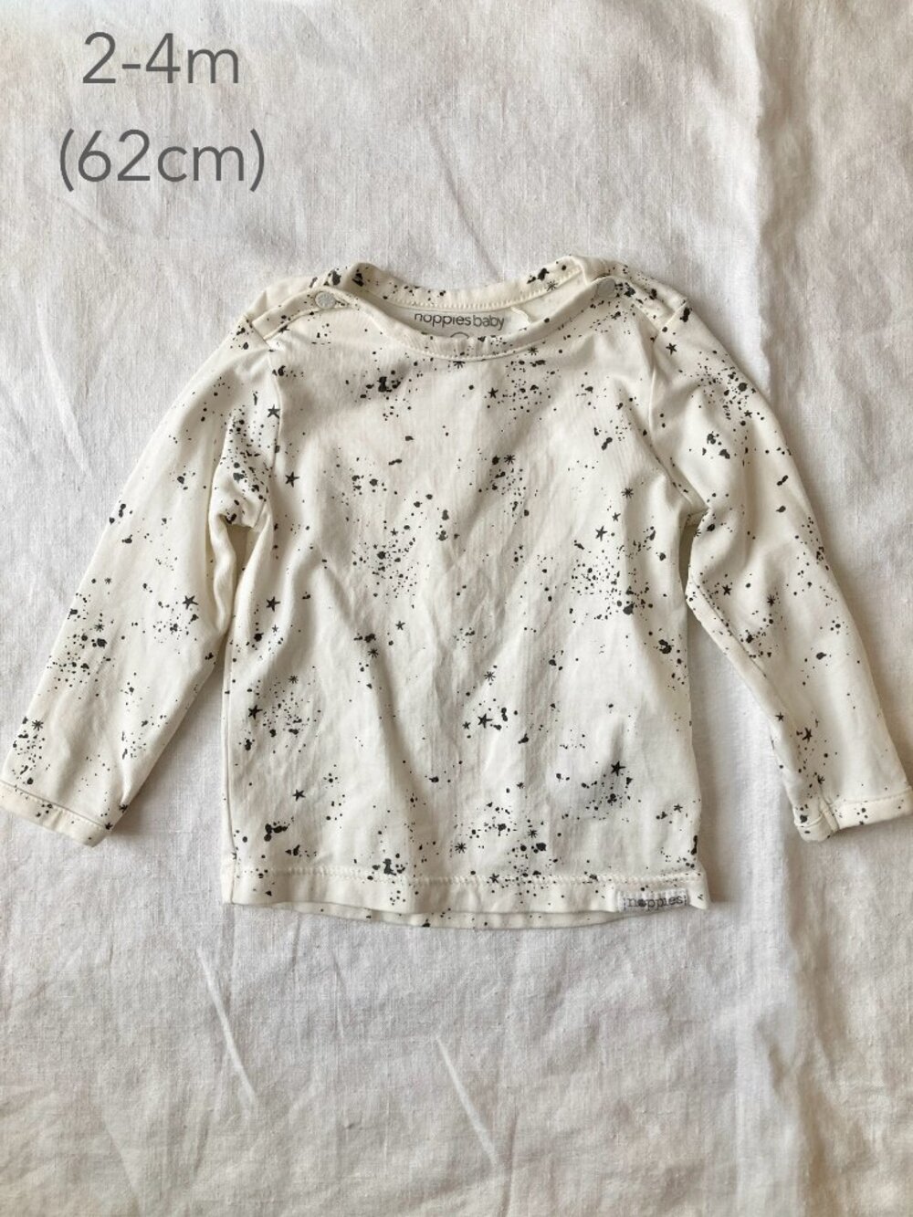 💙2/$25 Noppies 2-4 Months Baby 62cm Cream Splatter Long Sleeve Top Spring
